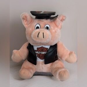 VTG 1998 Play by Play official licensed Harley Davidson hog pig W/ hat vest 10”